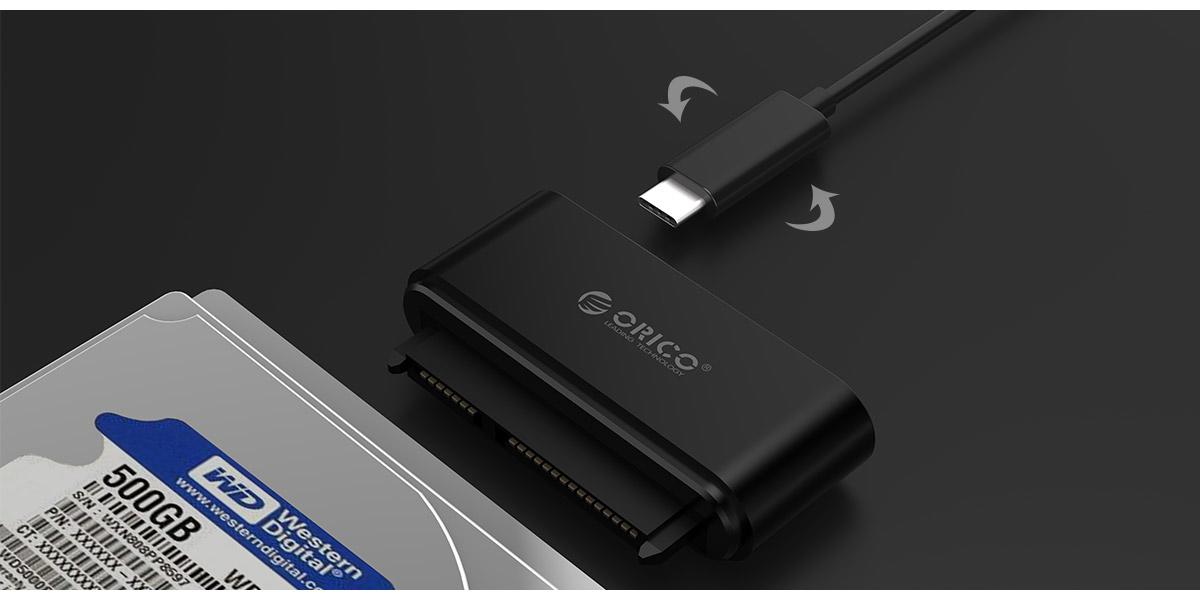 Orico 2.5英寸Type-C硬盘易驱线，支持正反插，大大的提高了USB接口插拔的简易性